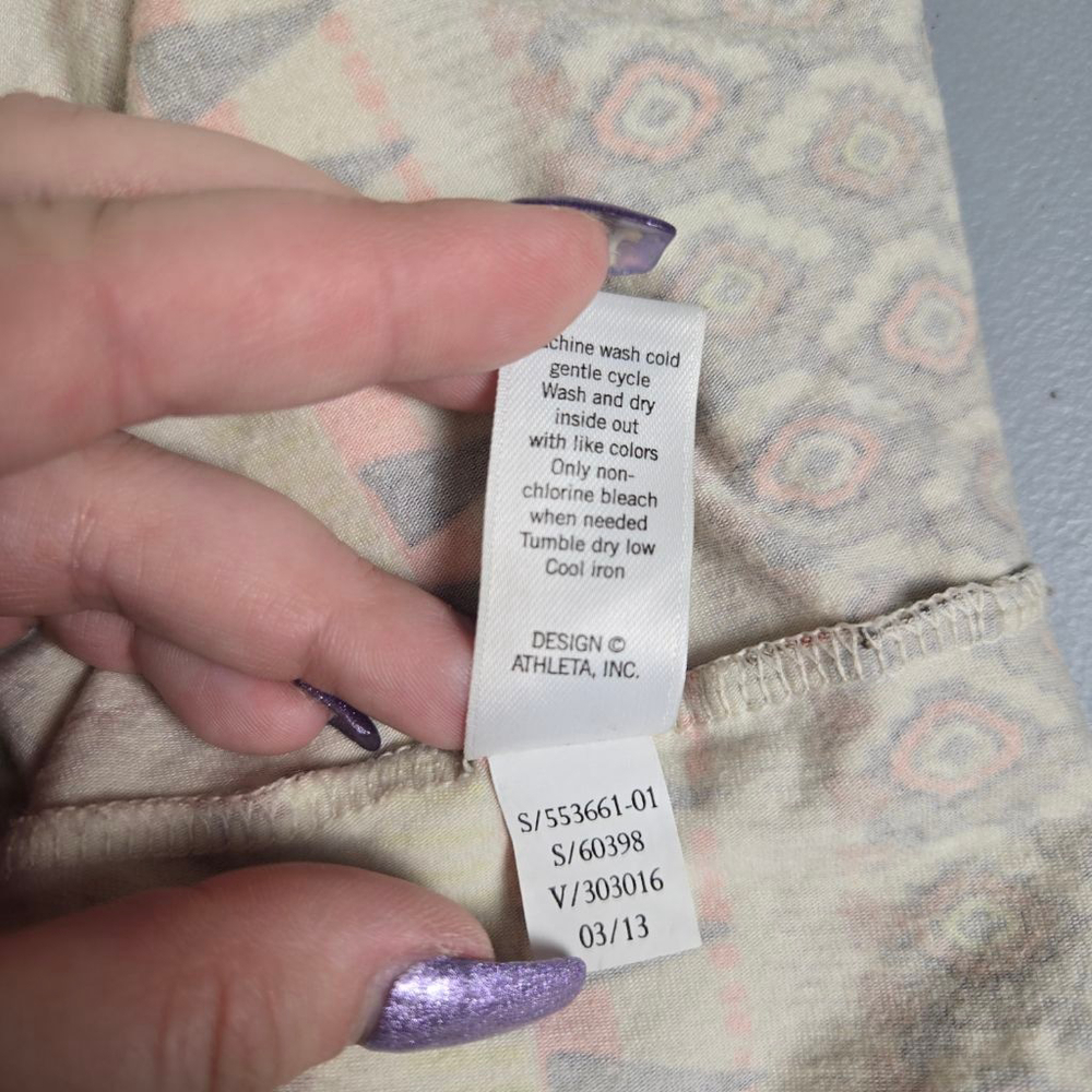 Women's Athleta White Brown Geometric Strapless Maxi Dress S - Picture 4 of 11